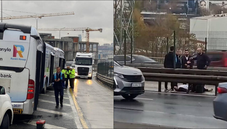 Metrobüste enteresan kaza: Rögar kapağı yerinden fırlayınca yolcu yaralandı!